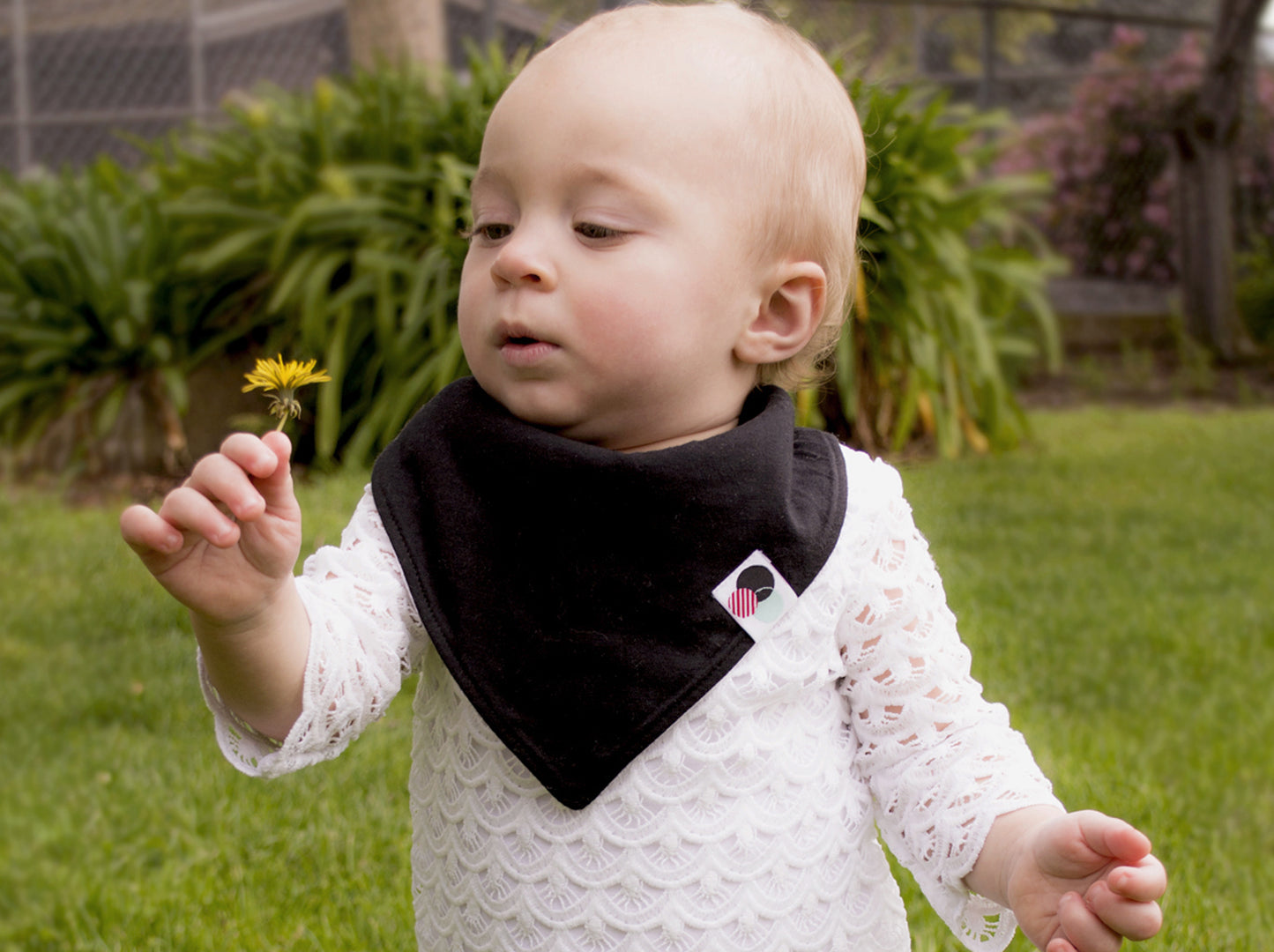 BLACK SOLID | Baby Bandana Bib (organic cotton)