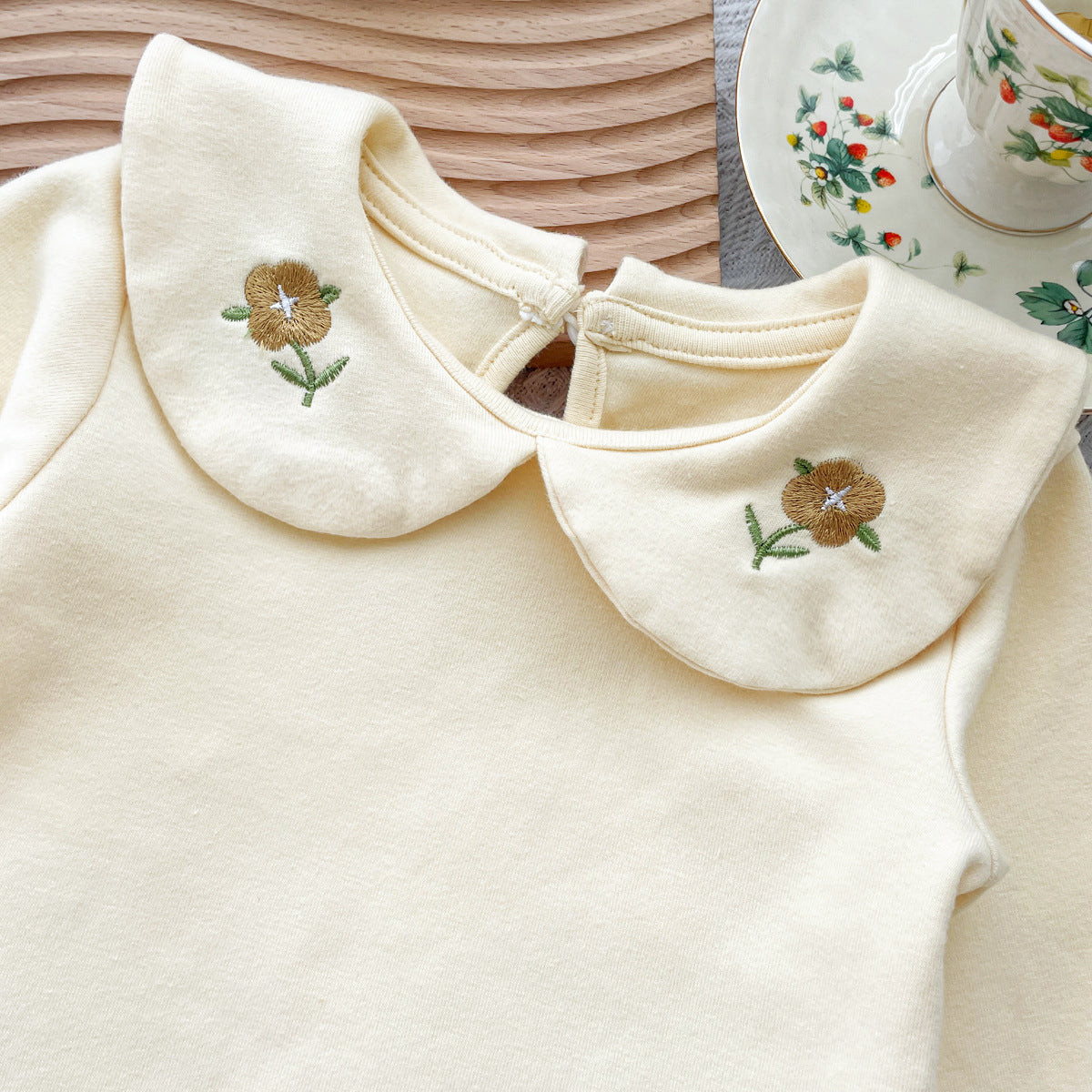 Spring and Autumn Baby Kids Girls Flowers Embroidered Pattern